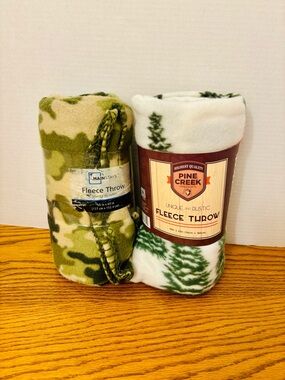 Pine Creek & Mainstays blankets throws nature print patterns set of 2 gift idea